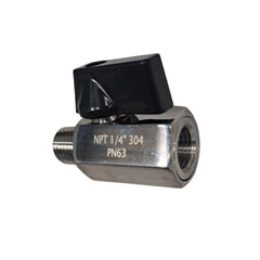1/4" NPT F-M ball valve black knob