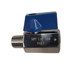 1/4" NPT F-M ball valve blue knob