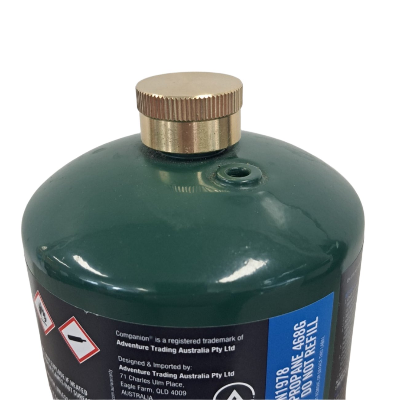 Cap for MAPP fuel gas cylinder, brass with washer