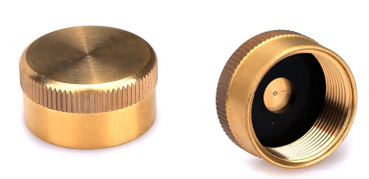 Cap for MAPP fuel gas cylinder, brass with washer