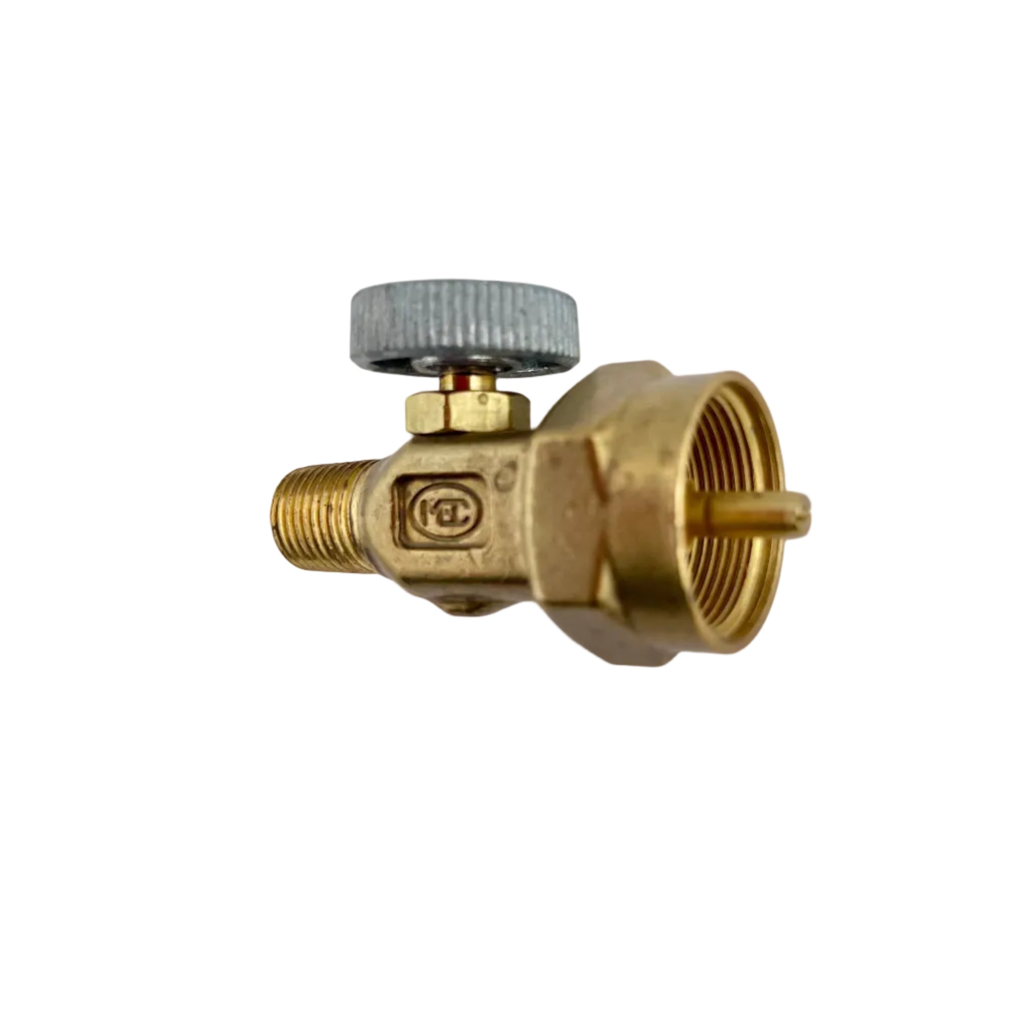 CGA600 connector with control valve to 1/4