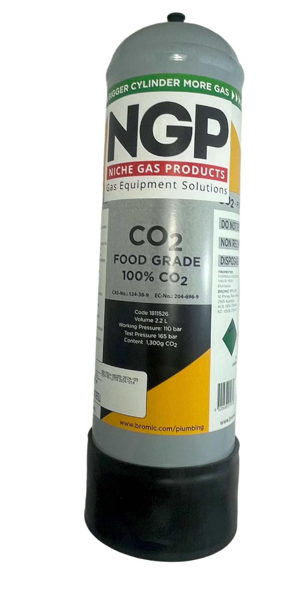 Disposable CO2 Food Grade Gas Cylinder, 2.2L (M10)
