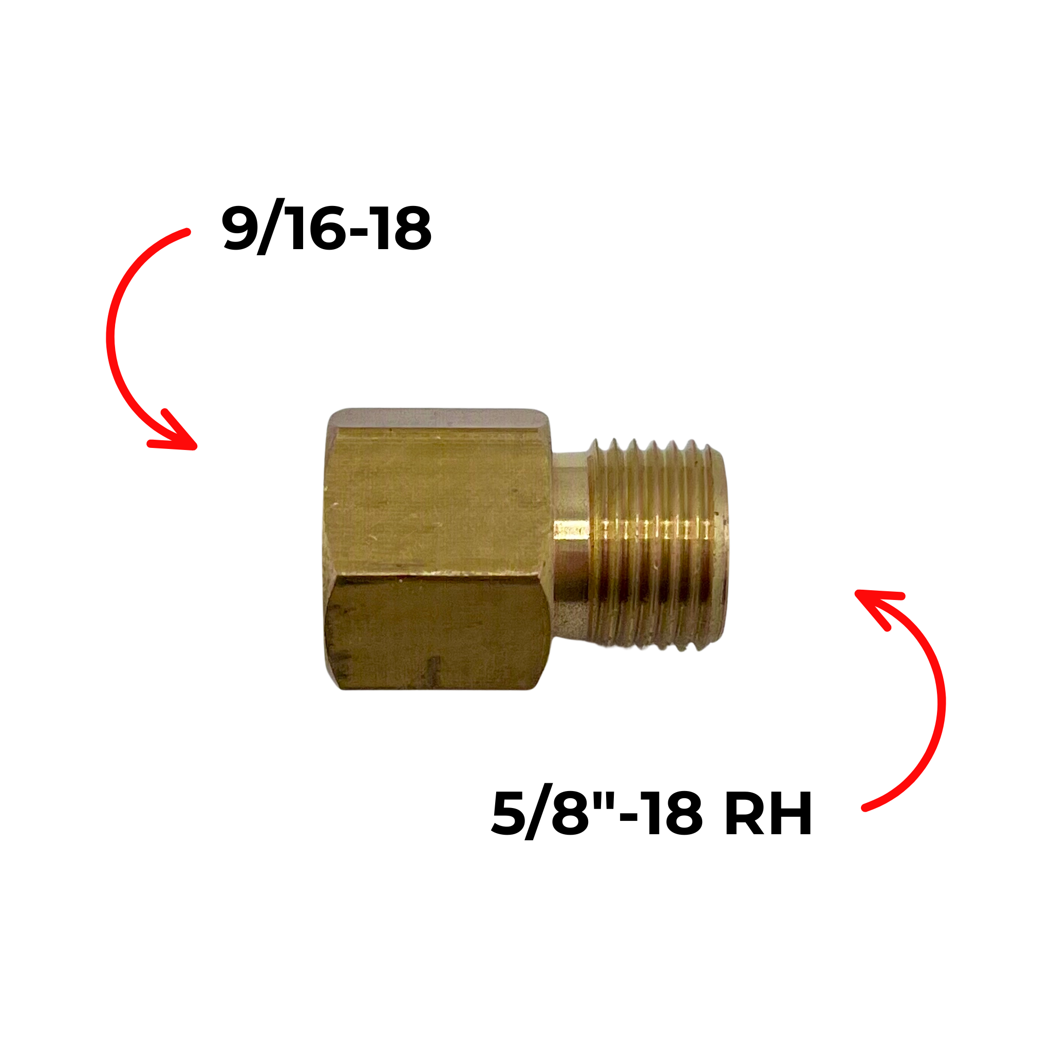 Adaptor 9/16"-18 to 5/8"-18 RH Male