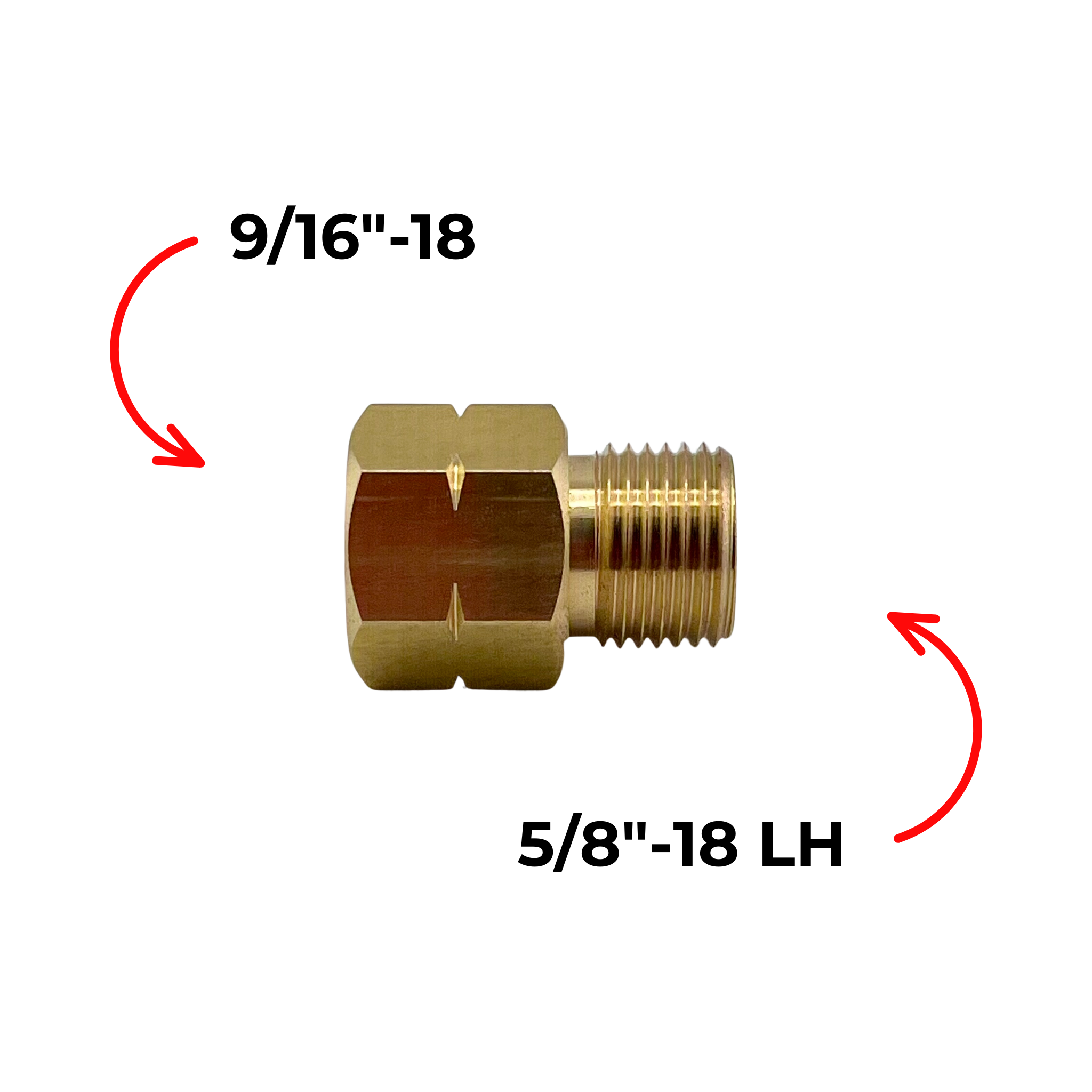 Adaptor 9/16"-18 to 5/8"-18 LH Male