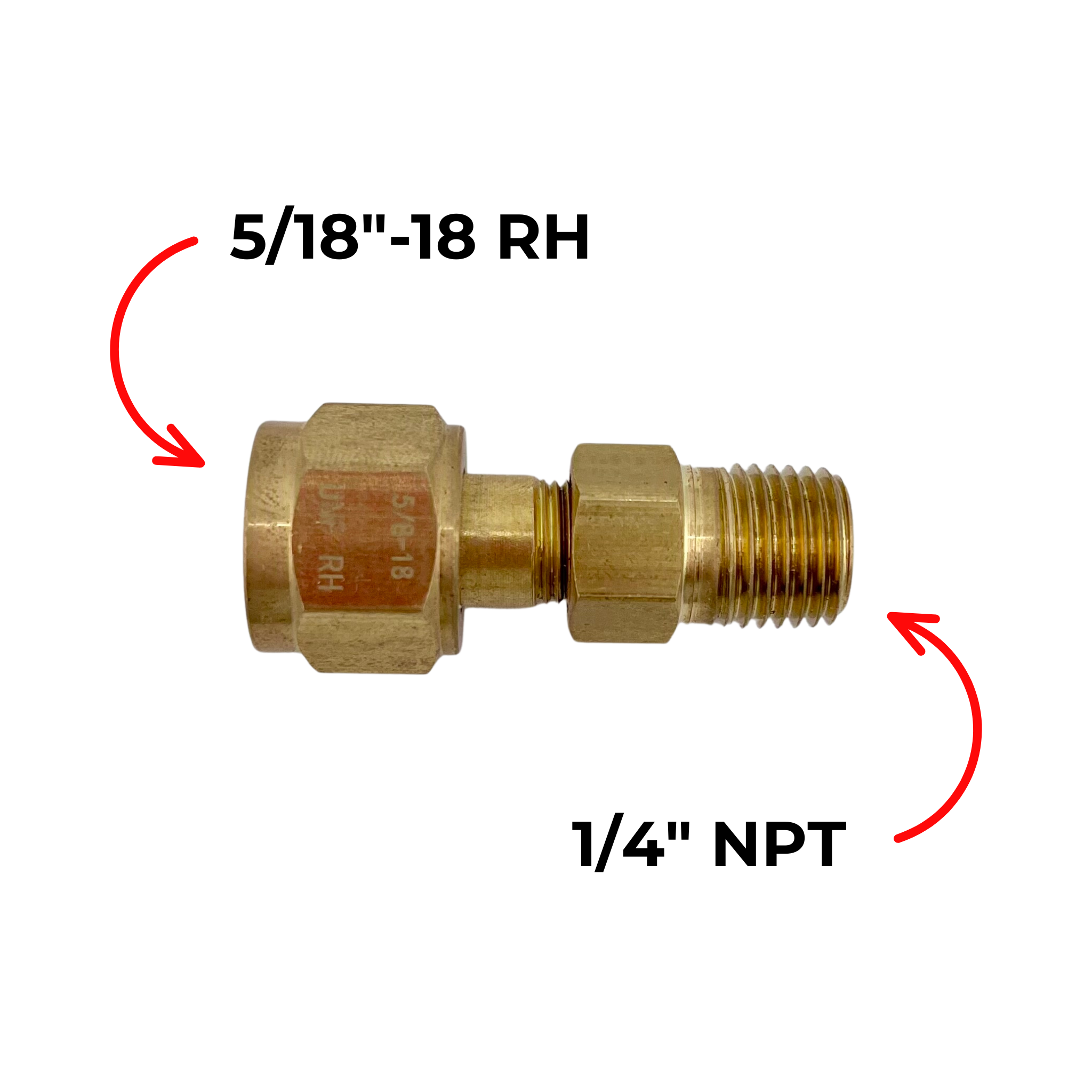 Adaptor 5/8"-18 RH nut to 1/4" NPT