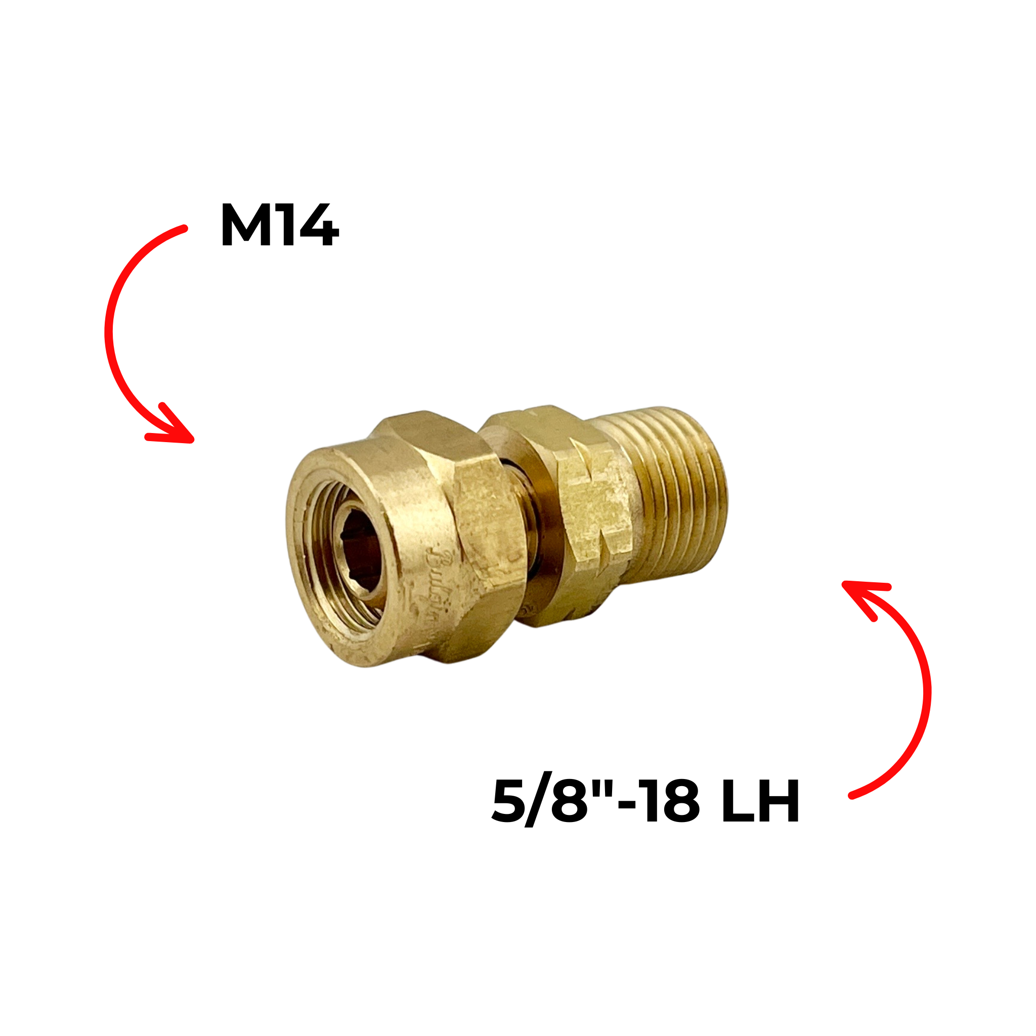 Adaptor, M14 nut to 5/8-18 LH male