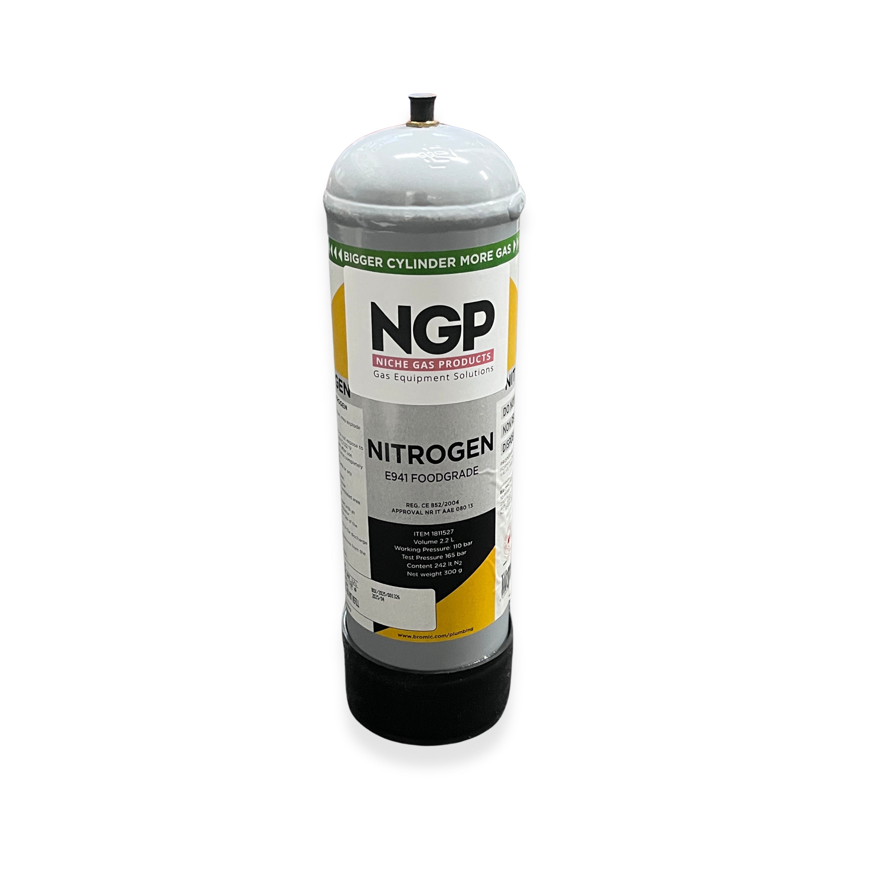 Disposable Gas Cylinder - Nitrogen (Food Grade) 2.2L M10
