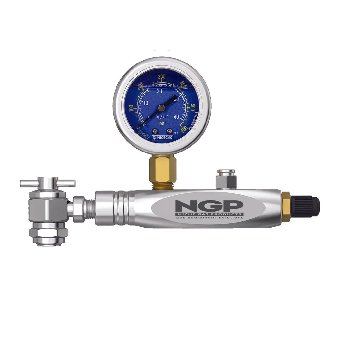 600PSI No Loss Chuck Nitrogen Filling Tool with handle, gauge & purge