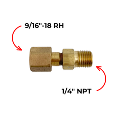 Adaptor 9/16"-18 RH nut to 1/4" NPT