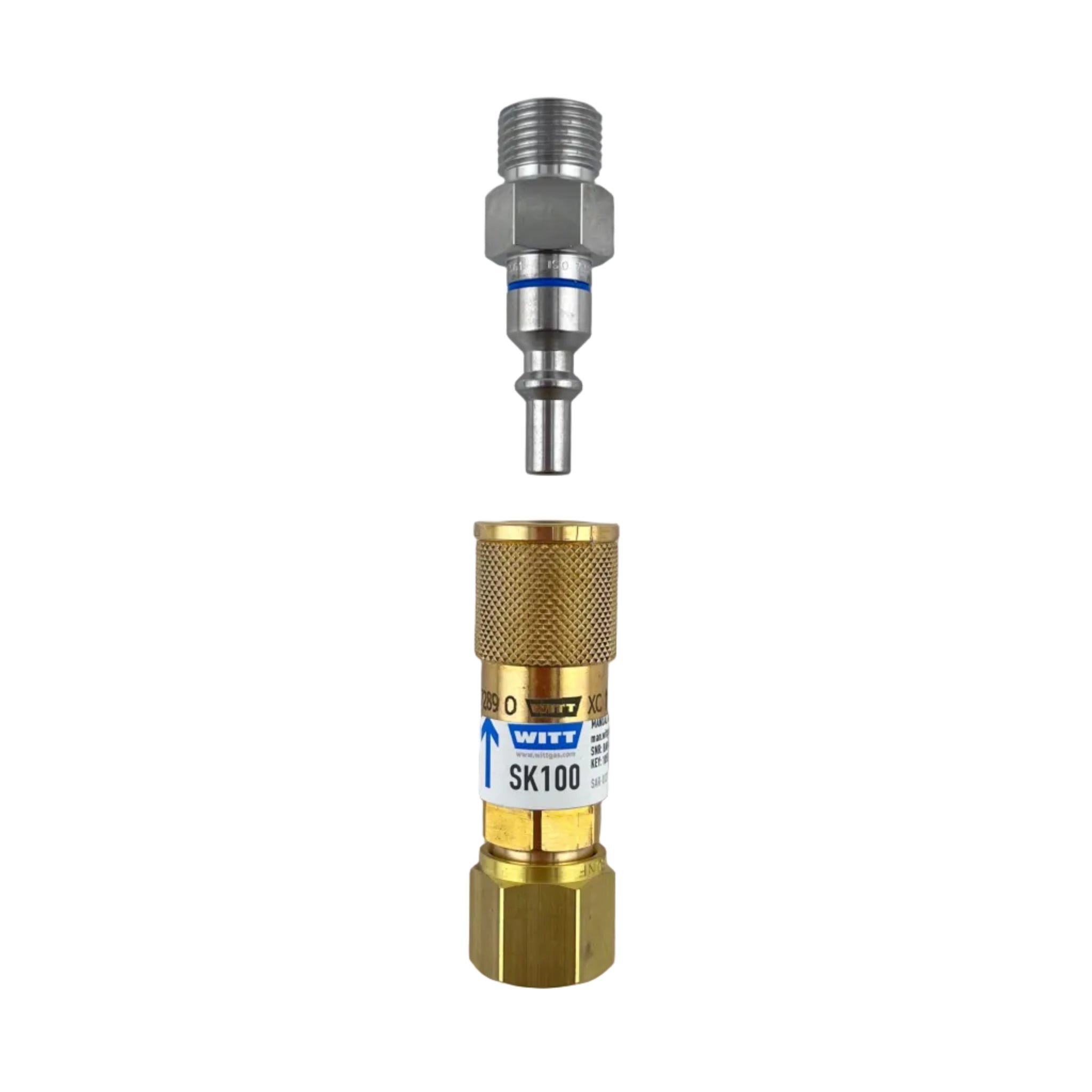 WITT quick coupler set SK100 - Regulator Mount Oxygen/Air, 5/8″-18 RH nut to 5/8″-18 RH male