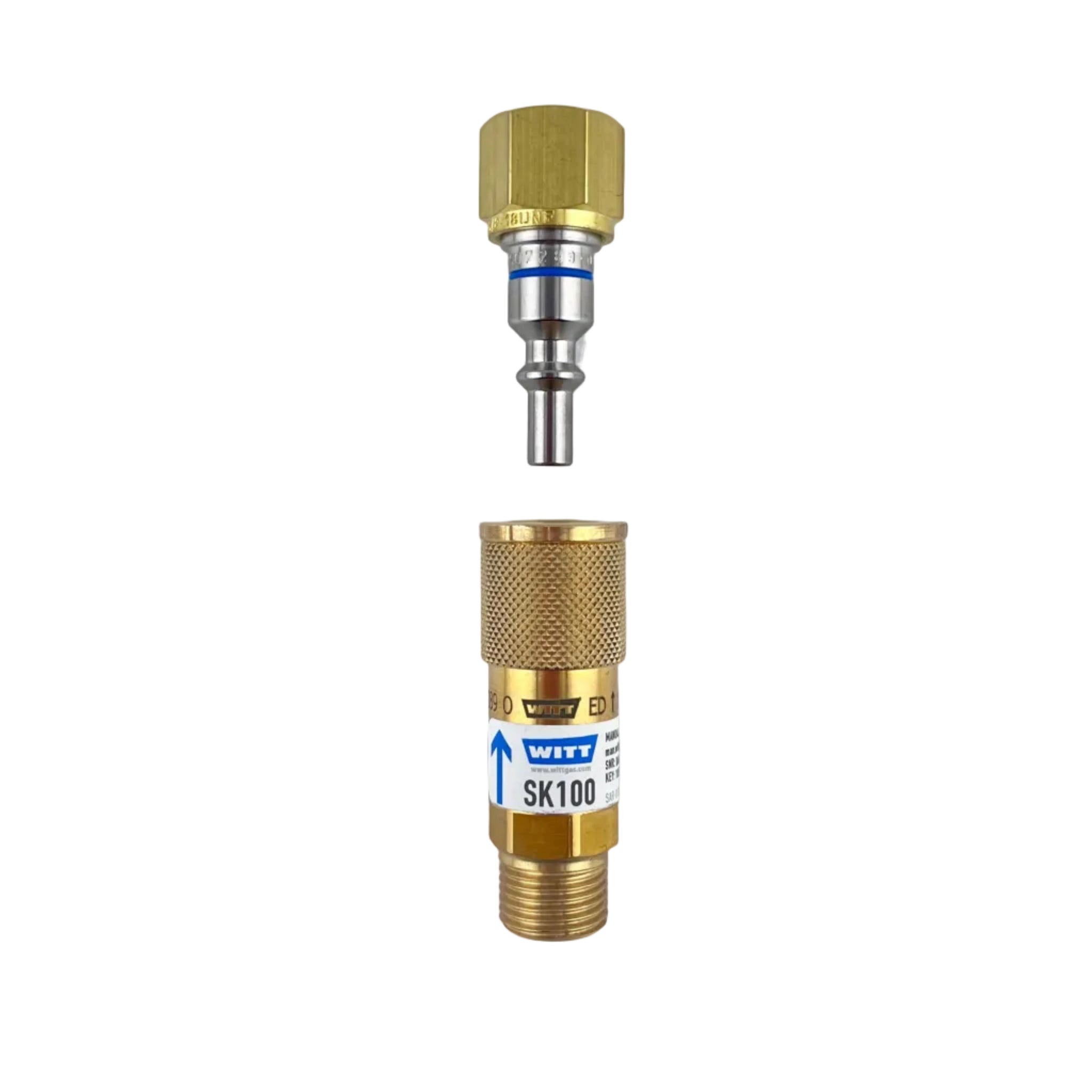 WITT quick coupler set SK100 - Torch Mount Oxygen/Air, 5/8″-18 male to 5/8″-18 nut RH